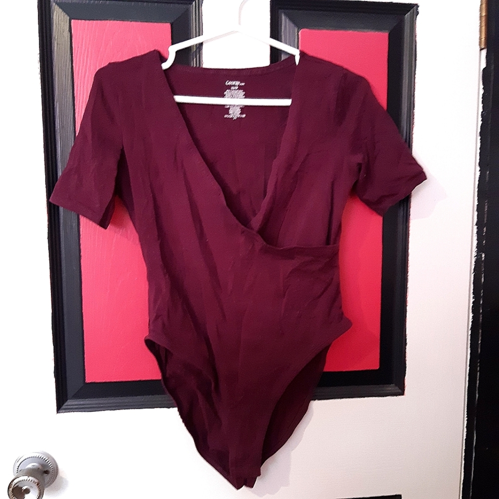 Dark Purple V-neck Bodysuit